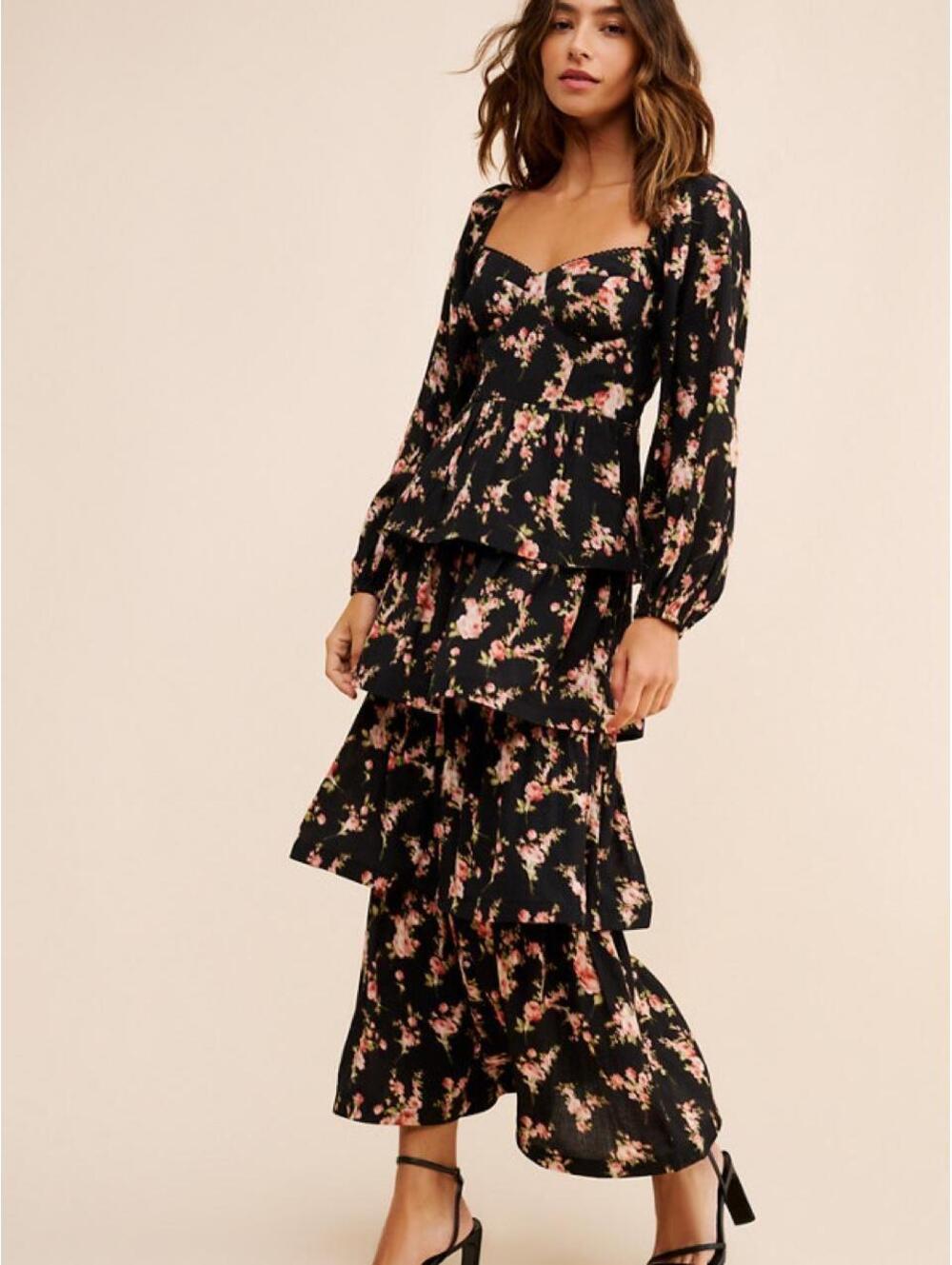 Alumie Long Sleeve Tiered Maxi Dress by ASTR the Label